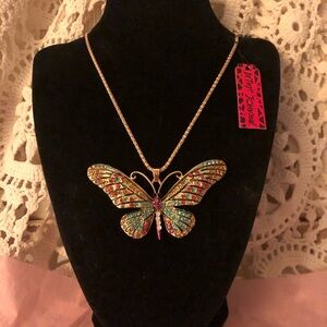 NWT Betsey Johnson Colorful Butterfly Pendant Necklace